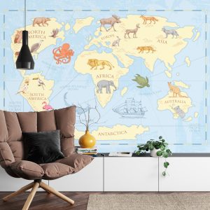 Papier Peint Carte Du Monde Classique Pour Enfants – Image 4