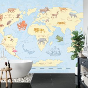 Papier Peint Carte Du Monde Classique Pour Enfants – Image 5