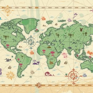 Papier Peint Style De Trésor De L'atlas Mondial – Image 1