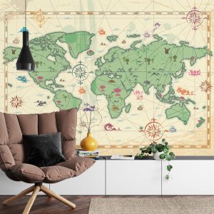 Papier Peint Style De Trésor De L'atlas Mondial – Image 4