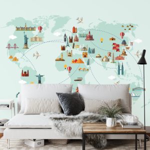 Papier Peint Carte Du Monde Grands Sites – Image 3