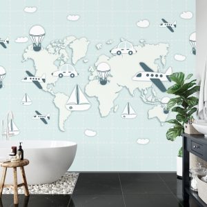 Papier Peint Carte Du Monde Voyage – Image 5