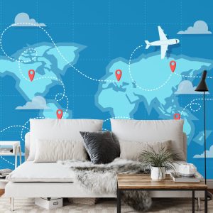 Papier Peint Voler Sur La Carte Du Monde – Image 3