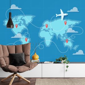 Papier Peint Voler Sur La Carte Du Monde – Image 4