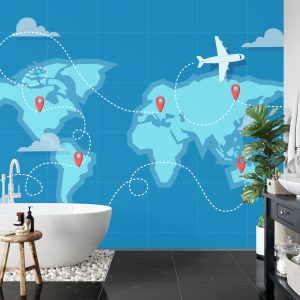 Papier Peint Voler Sur La Carte Du Monde – Image 5