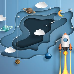 Papier Peint À Travers L'espace Papercut Series – Image 1