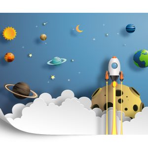 Papier Peint Série Rocket Away Papercut – Image 2