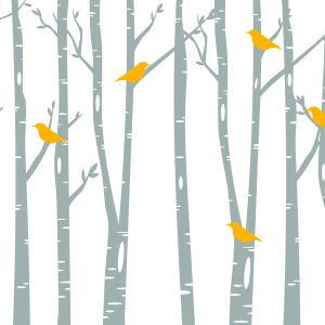 Papier Peint Oiseaux & Bouleau – Image 1