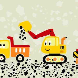 Papier Peint Travailler Dur Avec Un Camion Et Une Pelleteuse – Image 1