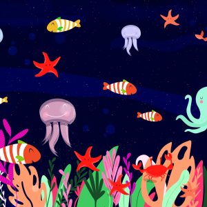 Papier Peint Amis Sous Les Vagues Deep Blue – Image 1