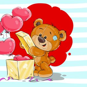 Papier Peint Les Oursons Au Grand Cœur : Boîte De Cœurs – Image 1