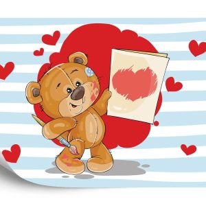 Papier Peint Les Oursons Au Grand Coeur : Peinture D'amour – Image 2