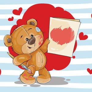 Papier Peint Les Oursons Au Grand Coeur : Peinture D'amour – Image 1