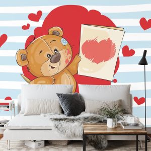 Papier Peint Les Oursons Au Grand Coeur : Peinture D'amour – Image 3