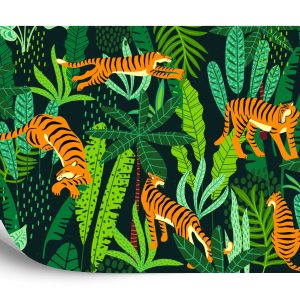 Papier Peint Tigres De La Jungle Rétro – Image 2