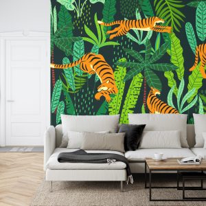 Papier Peint Tigres De La Jungle Rétro – Image 6