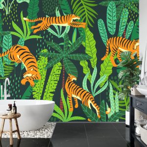 Papier Peint Tigres De La Jungle Rétro – Image 5