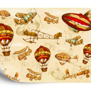 Papier Peint Avions Et Ballons Vintage Autour Du Monde Ii – Image 2