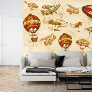 Papier Peint Avions Et Ballons Vintage Autour Du Monde Ii – Image 6