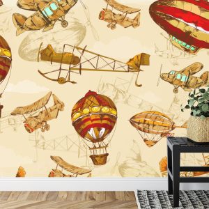 Papier Peint Avions Et Ballons Vintage Autour Du Monde Ii – Image 7