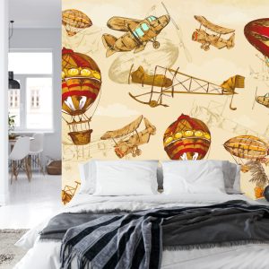 Papier Peint Avions Et Ballons Vintage Autour Du Monde Ii – Image 8