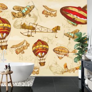 Papier Peint Avions Et Ballons Vintage Autour Du Monde Ii – Image 5