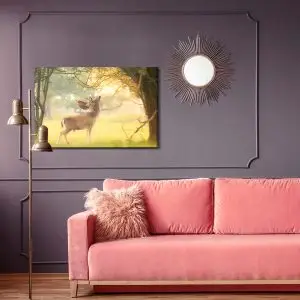 Peinture sur toile Un Cerf Proéminent Parmi Les Arbres – Image 4
