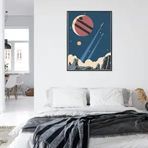 Affiche Rockets Planets And Stars In Retro Style Cadre Aluminium Couleur Le Noir – Image 7
