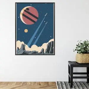 Affiche Rockets Planets And Stars In Retro Style Cadre Aluminium Couleur Le Noir – Image 8
