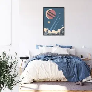 Affiche Rockets Planets And Stars In Retro Style Cadre Aluminium Couleur Le Noir – Image 3