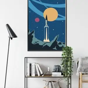 Affiche Décollage D'une Fusée Spatiale De Style Rétro Cadre Aluminium Couleur Le Noir – Image 9