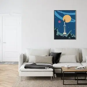 Affiche Décollage D'une Fusée Spatiale De Style Rétro Cadre Aluminium Couleur Le Noir – Image 6