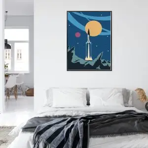 Affiche Décollage D'une Fusée Spatiale De Style Rétro Cadre Aluminium Couleur Le Noir – Image 7
