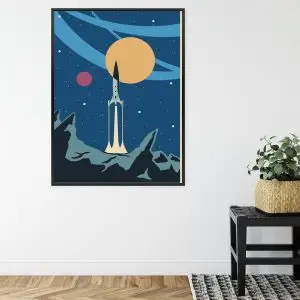 Affiche Décollage D'une Fusée Spatiale De Style Rétro Cadre Aluminium Couleur Le Noir – Image 8