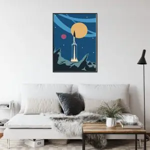 Affiche Décollage D'une Fusée Spatiale De Style Rétro Cadre Aluminium Couleur Le Noir – Image 4