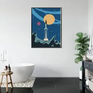 Affiche Décollage D'une Fusée Spatiale De Style Rétro Cadre Aluminium Couleur Le Noir – Image 5
