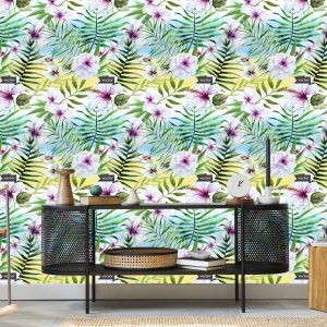 Papier Peint Orchidée Hibiscus Et Feuilles De Palmier – Image 5