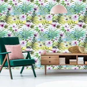 Papier Peint Orchidée Hibiscus Et Feuilles De Palmier – Image 6