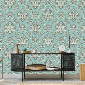Papier Peint Turquoise - Ornement De Style Baroque – Image 5