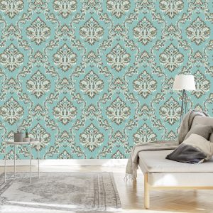 Papier Peint Turquoise - Ornement De Style Baroque – Image 3