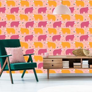 Papier Peint Pour Les Enfants - Ours En Peluche Colorés - Style Scandinave – Image 6