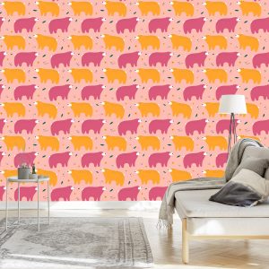 Papier Peint Pour Les Enfants - Ours En Peluche Colorés - Style Scandinave – Image 3