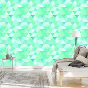 Papier Peint Triangles Turquoises Dans Un Style Vintage – Image 3