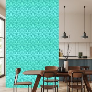 Papier Peint Beaux Ornements De Fleurs Turquoises – Image 4
