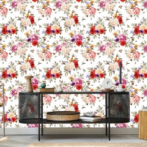 Papier Peint Pivoines Colorées - Aquarelle – Image 5