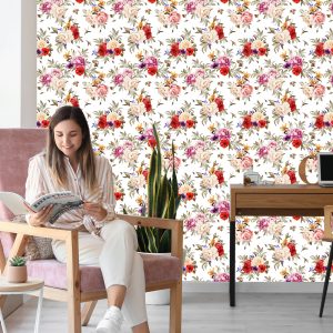 Papier Peint Pivoines Colorées - Aquarelle – Image 7