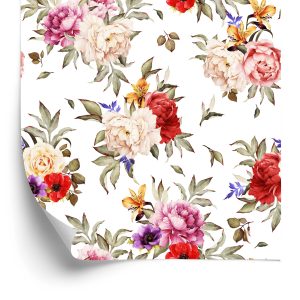 Papier Peint Pivoines Colorées - Aquarelle – Image 2