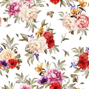 Papier Peint Pivoines Colorées - Aquarelle – Image 1