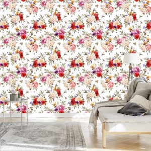 Papier Peint Pivoines Colorées - Aquarelle – Image 3