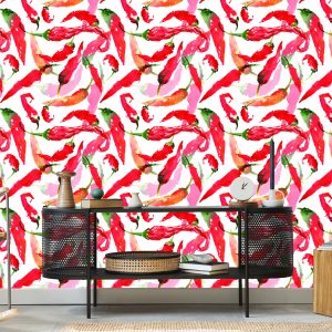 Papier Peint Pour La Cuisine - Piments Peints À L'aquarelle – Image 5